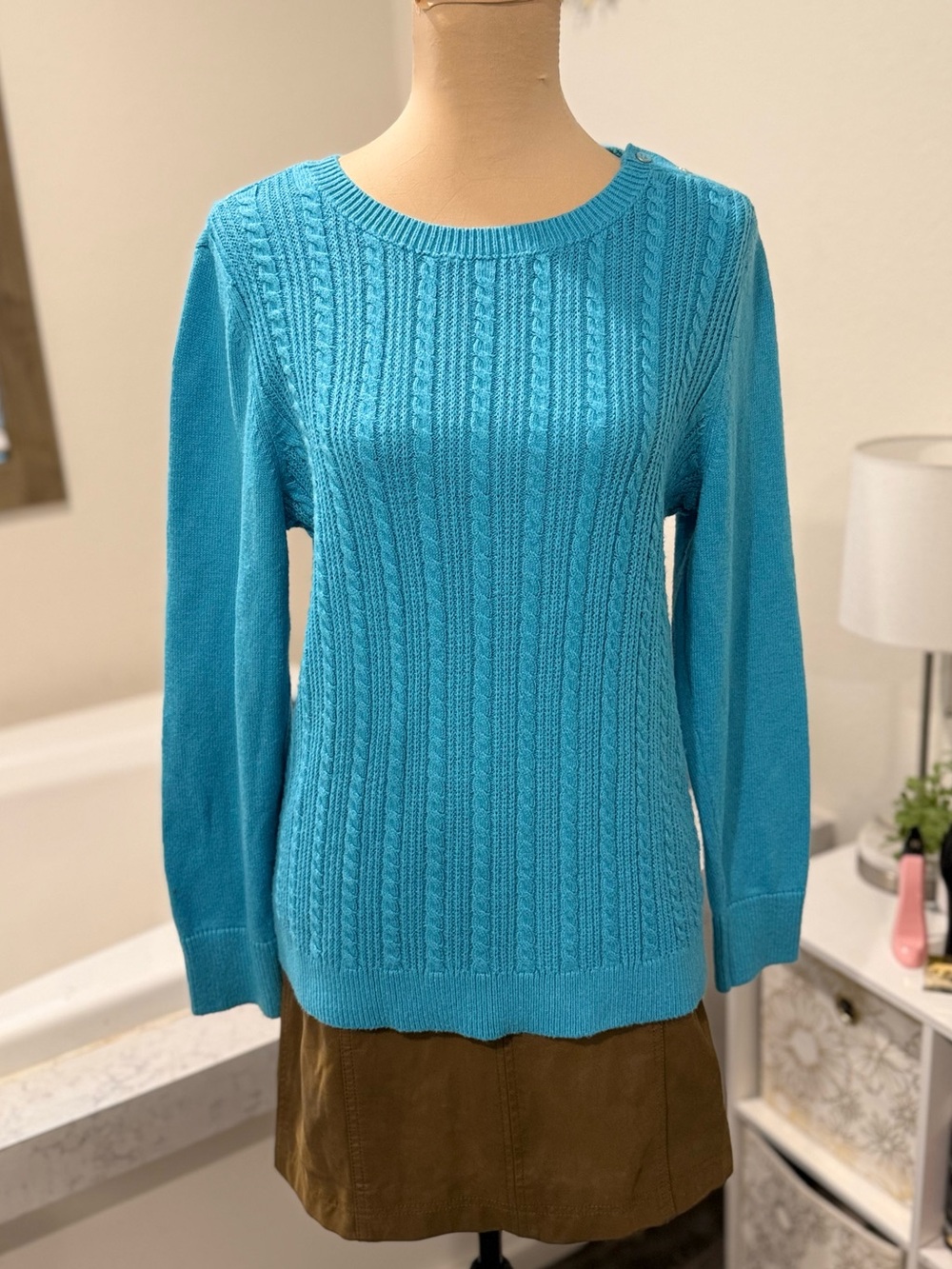 Talbots Turquoise Cable Knit Sweater – Large